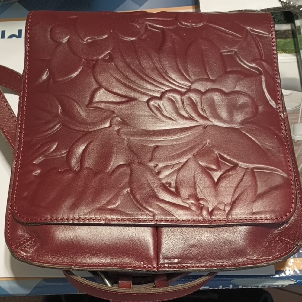 Patricia Nash Deep Red Floral Crossbody Bag